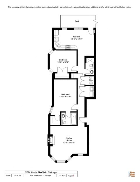 Floor plan for 2 beds, 2 baths, 1184 sqft